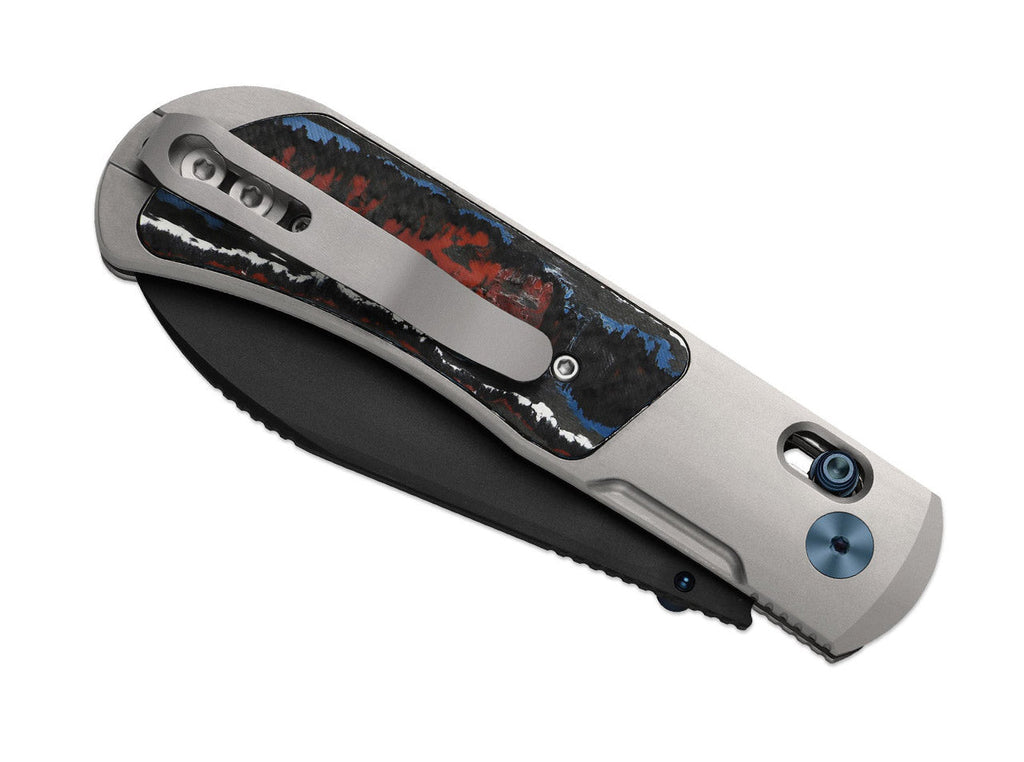 Tycho M390 Ti Blue & Red Fat Carbon DLC