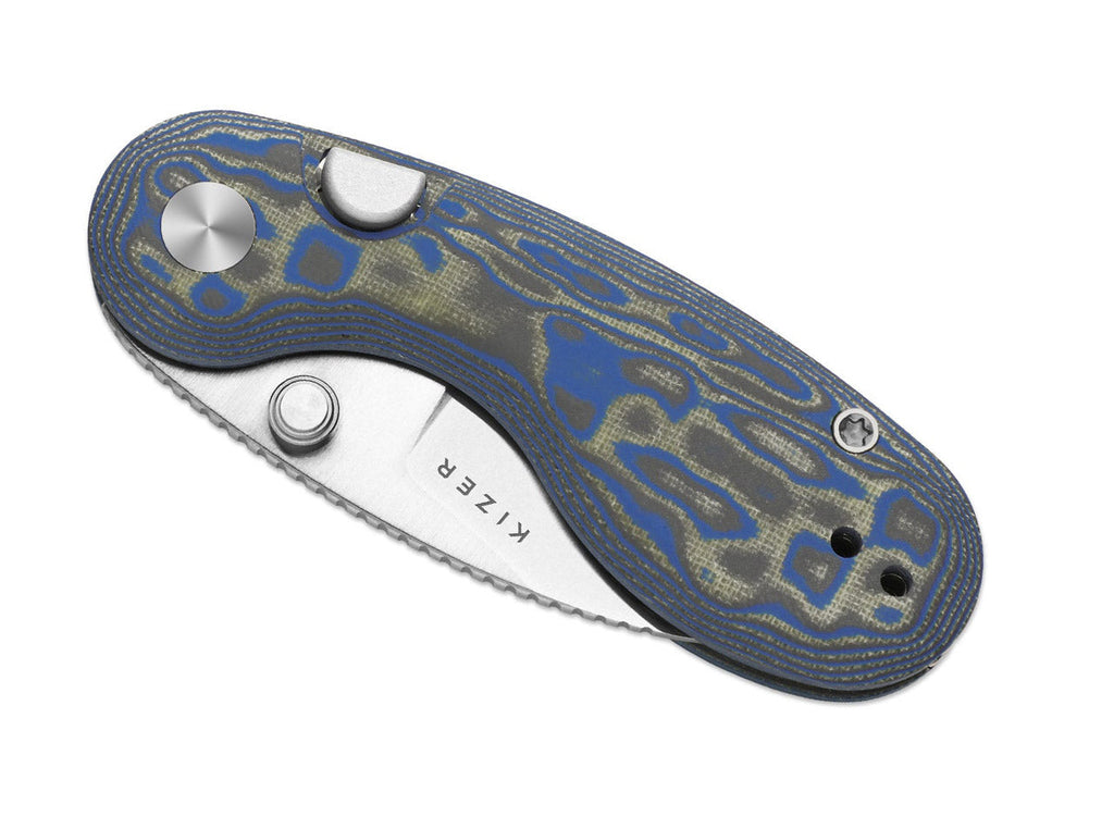 Microbe 14C28N Blue & Green Vortex Micarta