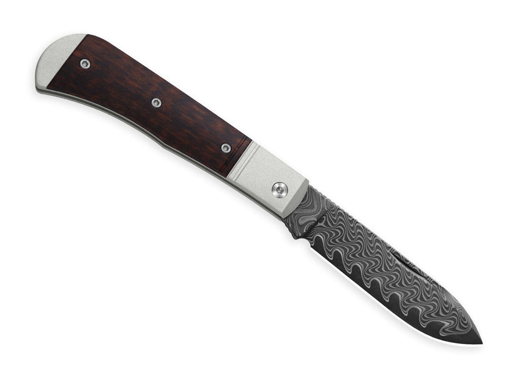 Trestle D Damascus Aluminum & Leopard Wood