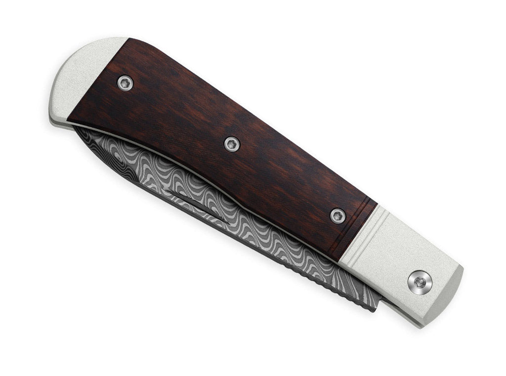 Trestle D Damascus Aluminum & Leopard Wood
