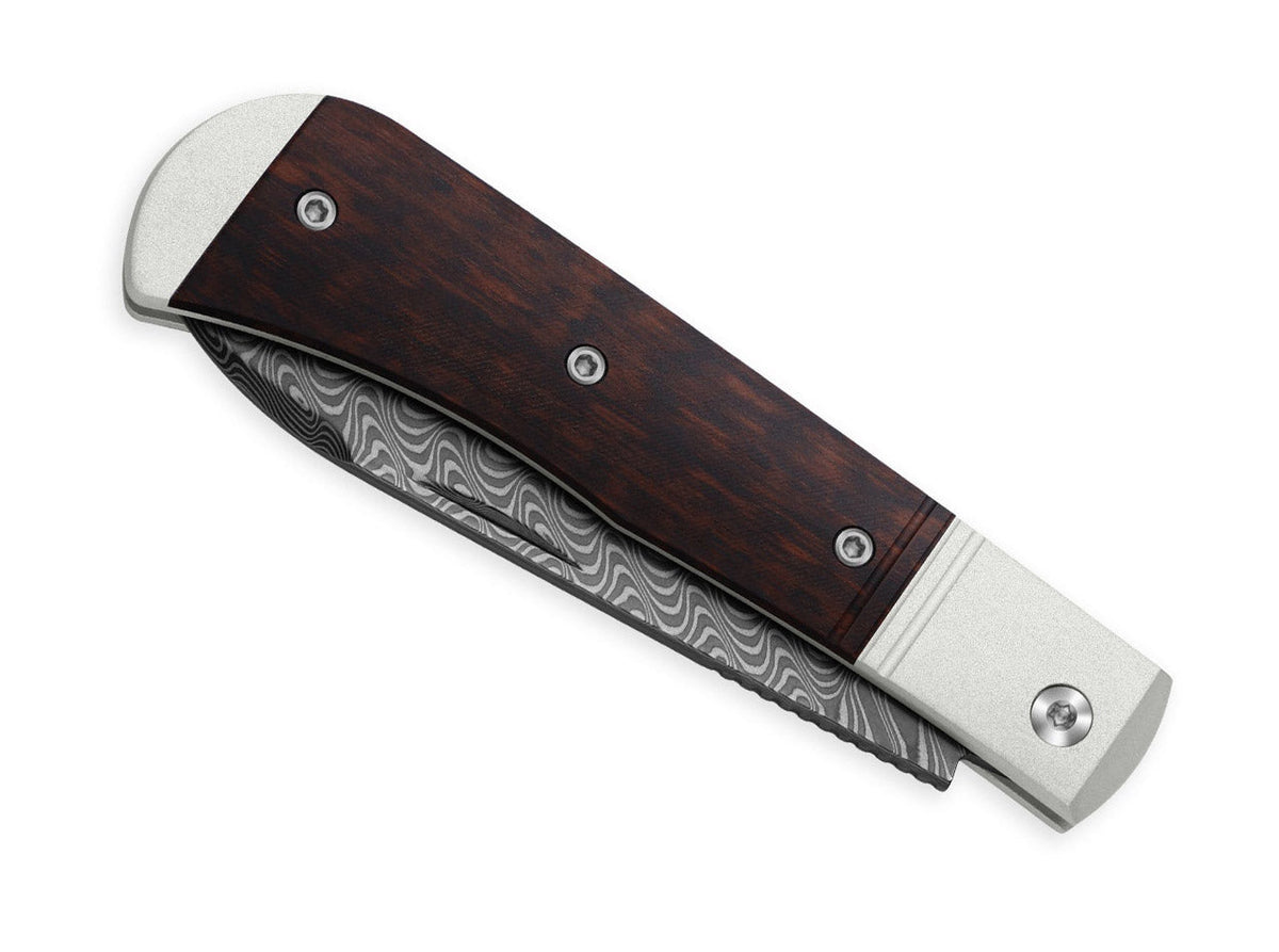 Trestle D Damascus Aluminum & Leopard Wood