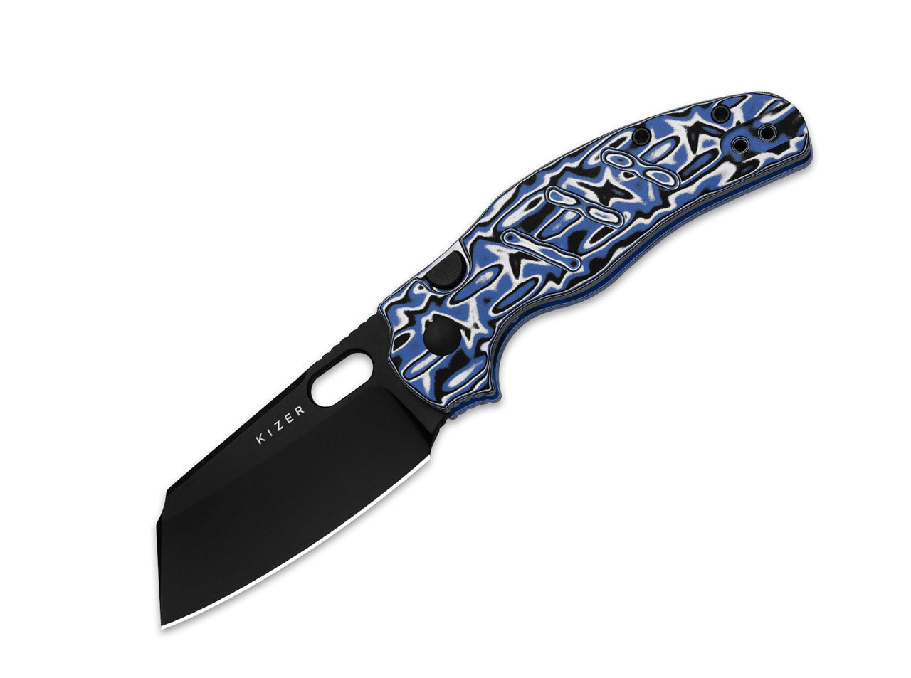 C01C 2.9 CD Nitro-V Blue Vortex Pattern Micarta PVD