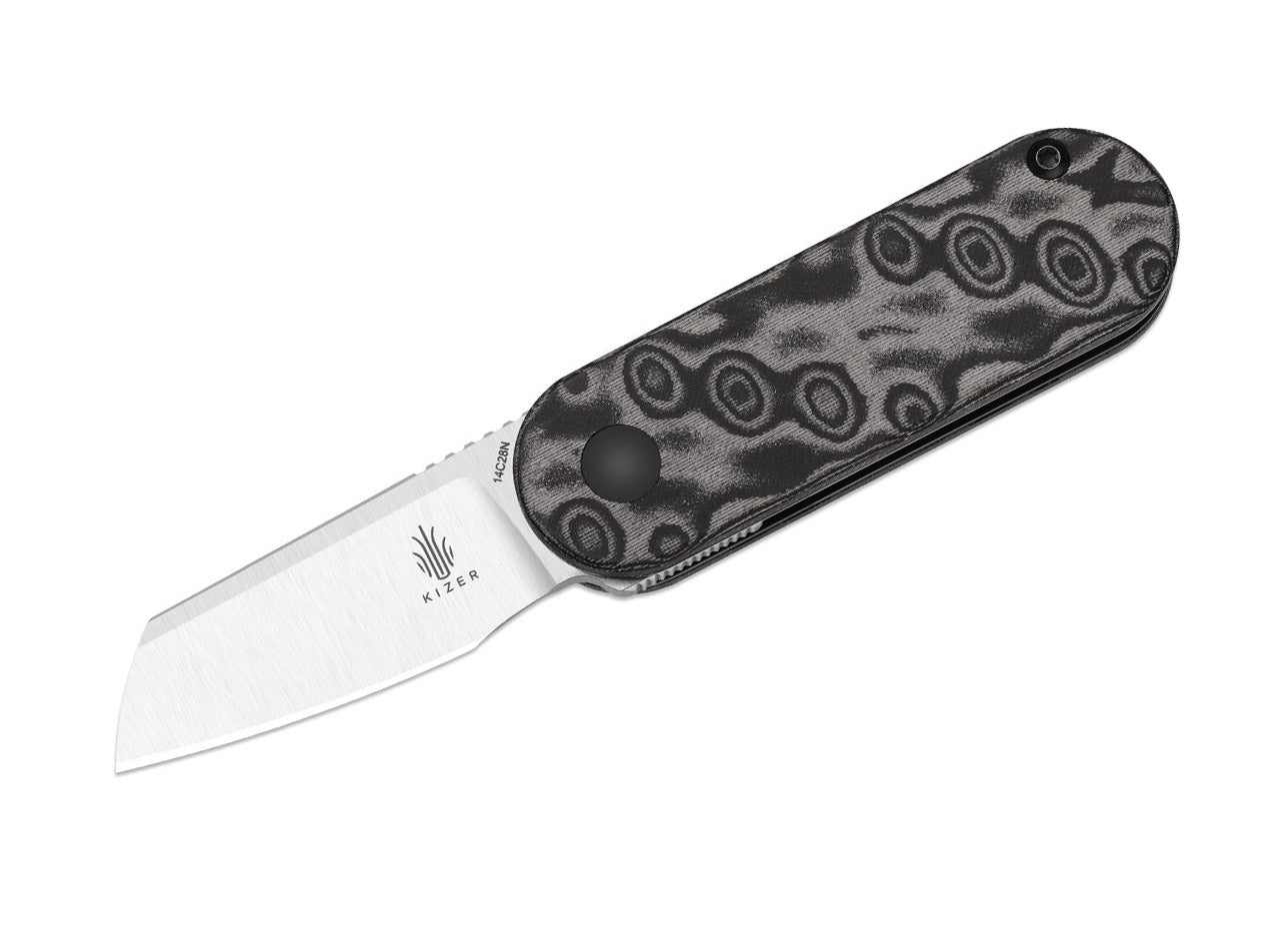 Mini Bay 14C28N Grey Vortex Pattern Micarta