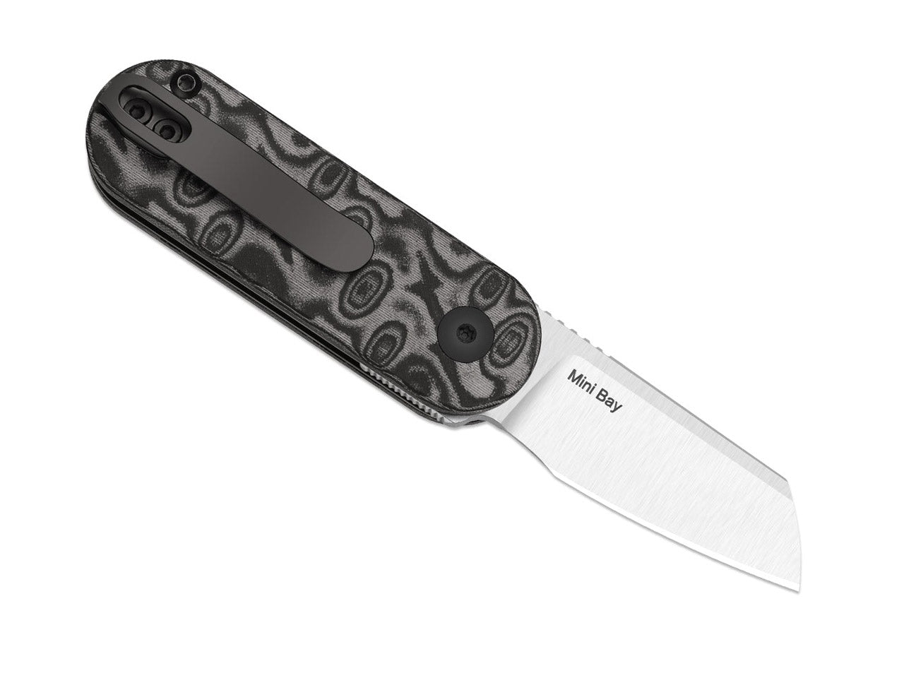 Mini Bay 14C28N Grey Vortex Pattern Micarta