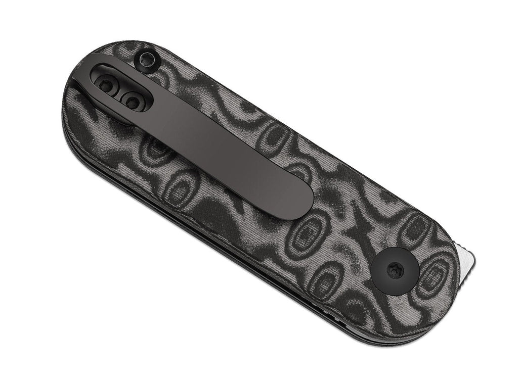 Mini Bay 14C28N Grey Vortex Pattern Micarta
