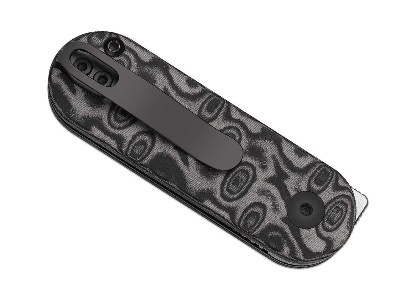Mini Bay 14C28N Grey Vortex Pattern Micarta