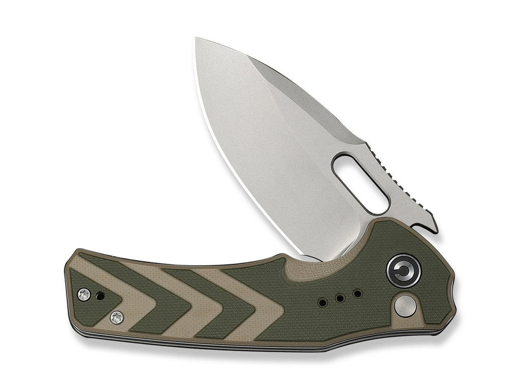 Vexron 14C28N Milled Green & Tan G10 Stonewash