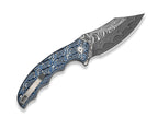 Pentad Damascus Blue & White Vortex Micarta