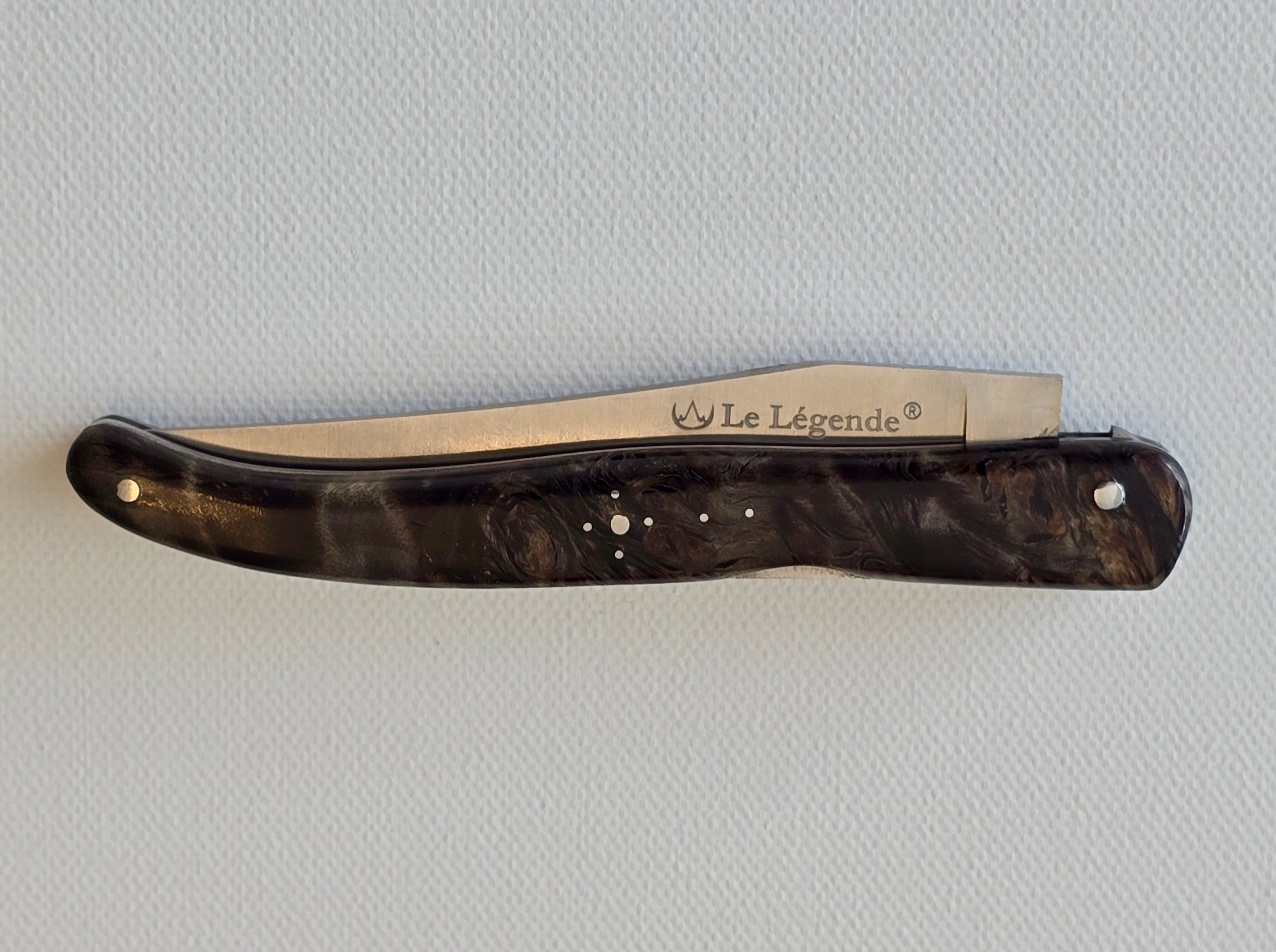 Laguiole „The Legend“ – Französisches Klappmesser 12 cm mit patentierter Double-Action & Holzgriff Palme Stabilisiert