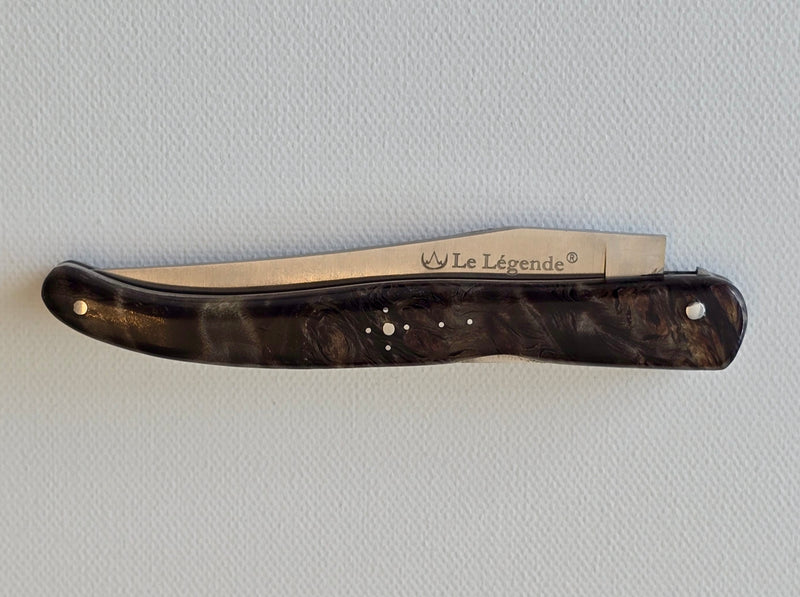 Laguiole „The Legend“ – Französisches Klappmesser 12 cm mit patentierter Double-Action & Holzgriff Palme Stabilisiert
