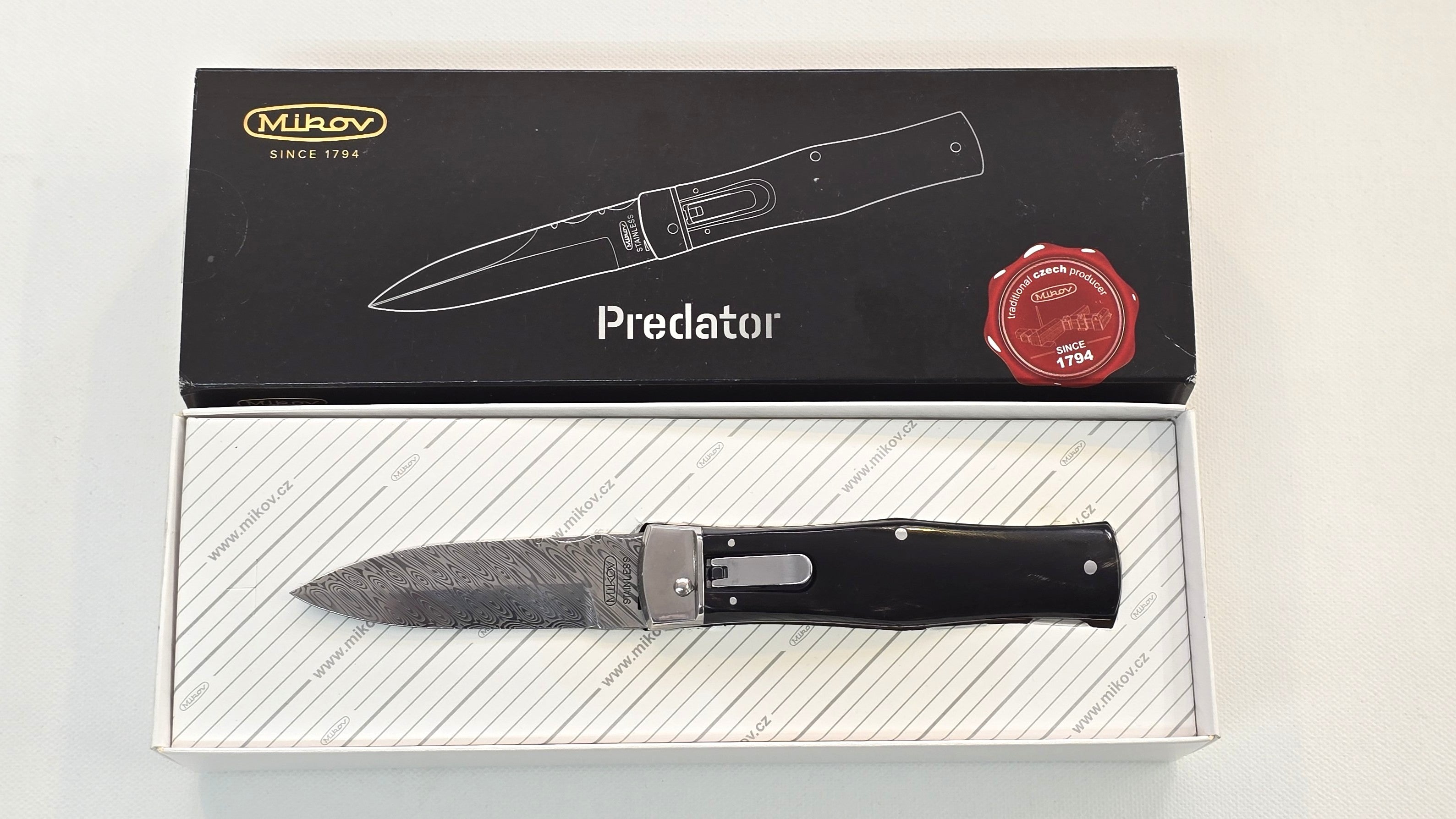 Mikov Predator  - Damast Büffelhorn