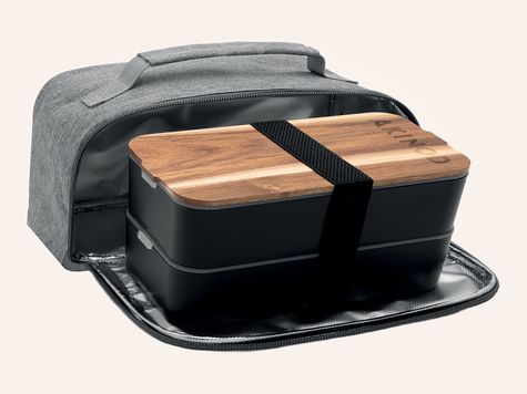 Bento + Lunch bag 11:58, Schwarz / Grau meliert