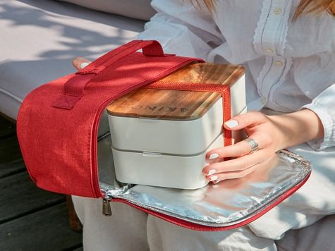 Bento + Lunch bag 11:58, Weiss / Terracotta