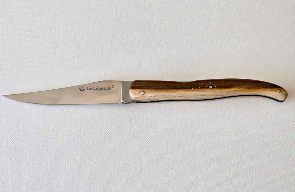 Laguiole „The Legend“ – Französisches Klappmesser 12 cm mit patentierter Double-Action & Holzgriff Pistazie