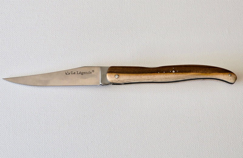 Laguiole „The Legend“ – Französisches Klappmesser 12 cm mit patentierter Double-Action & Holzgriff Pistazie