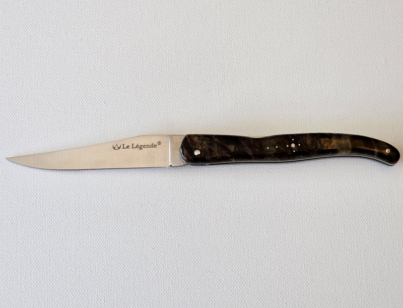 Laguiole „The Legend“ – Französisches Klappmesser 12 cm mit patentierter Double-Action & Holzgriff Palme Stabilisiert