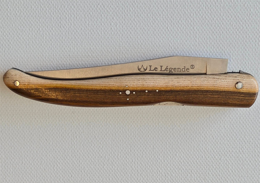 Laguiole „The Legend“ – Französisches Klappmesser 12 cm mit patentierter Double-Action & Holzgriff Pistazie