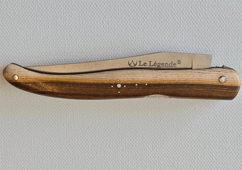 Laguiole „The Legend“ – Französisches Klappmesser 12 cm mit patentierter Double-Action & Holzgriff Pistazie