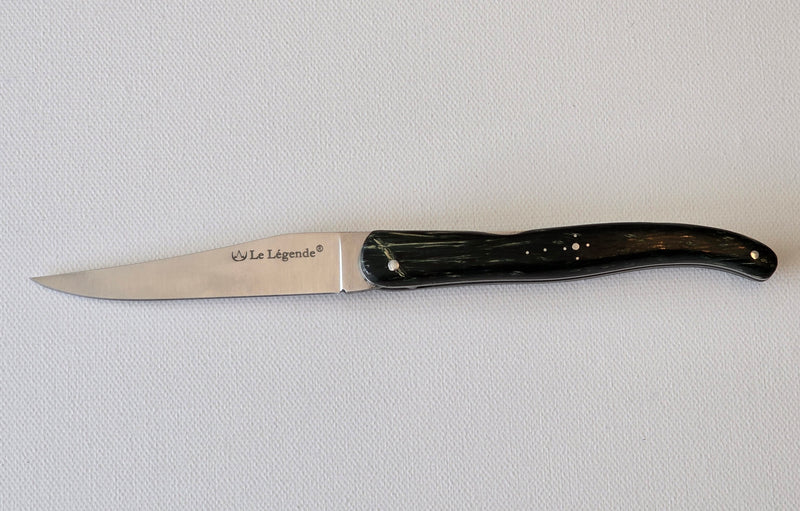 🐝 LAGUIOLE VILLAGE – RESSORTS À POMPE – Modell DOUBLE EFFET Klappmesser 12 cm mit patentierter Double-Action & Holzgriff Pappel Stabilisiert