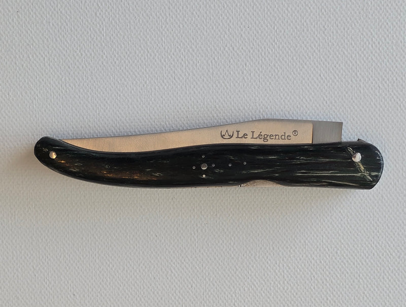 🐝 LAGUIOLE VILLAGE – RESSORTS À POMPE – Modell DOUBLE EFFET Klappmesser 12 cm mit patentierter Double-Action & Holzgriff Pappel Stabilisiert
