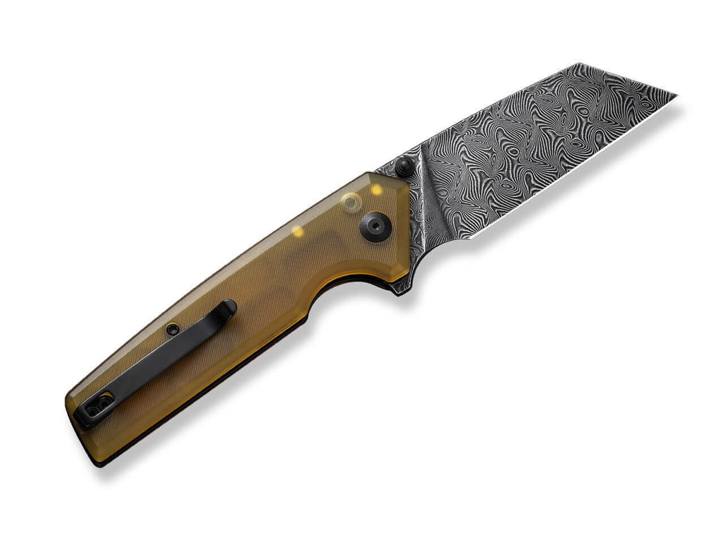 Amirite 4 Reverse Tanto Ultem Amber Damascus