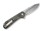 Button Lock Elementum II Shredded CF Golden Resin Damascus