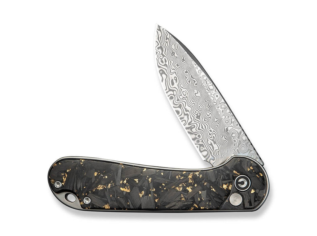 Button Lock Elementum II Shredded CF Golden Resin Damascus