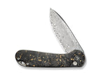 Button Lock Elementum II Shredded CF Golden Resin Damascus