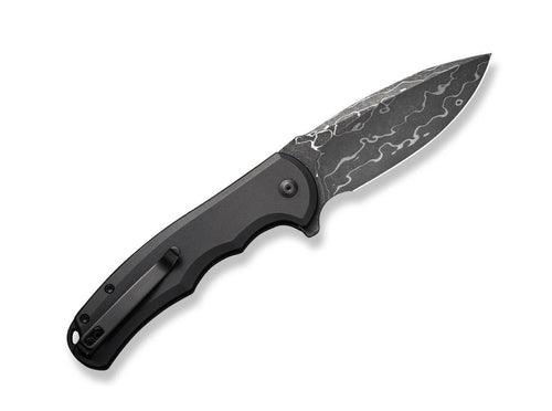 Button Lock Praxis Aluminum Black Damascus