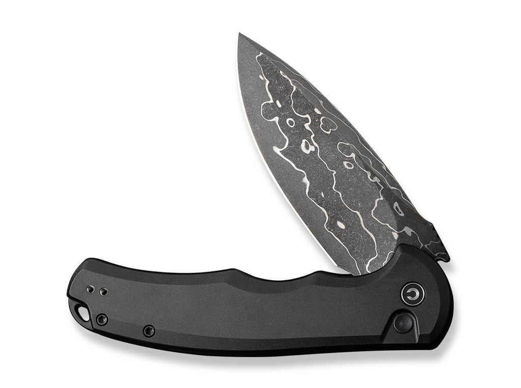 Button Lock Praxis Aluminum Black Damascus
