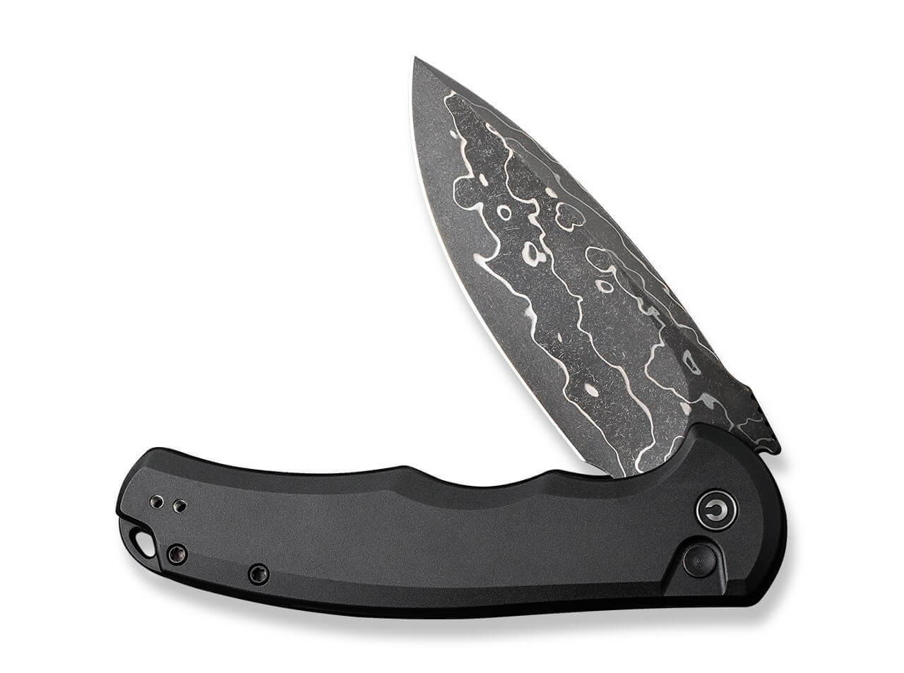 Button Lock Praxis Aluminum Black Damascus
