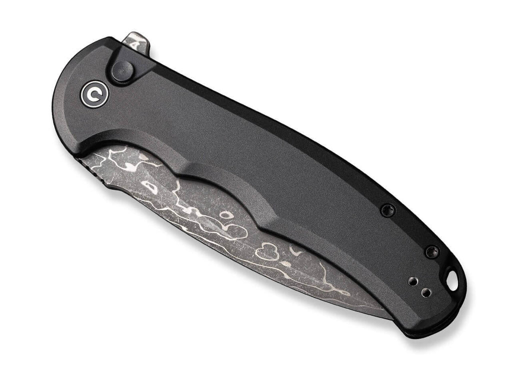 Button Lock Praxis Aluminum Black Damascus