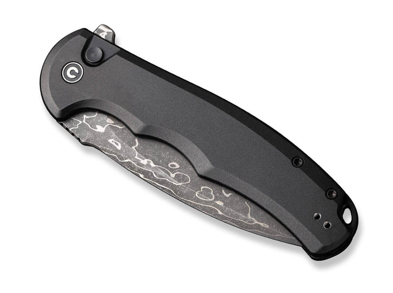 CIVIVI Button Lock Praxis Aluminum Black Damascus
