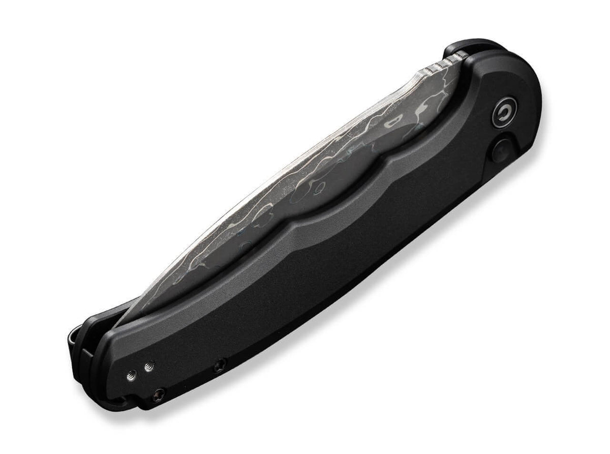 Button Lock Praxis Aluminum Black Damascus