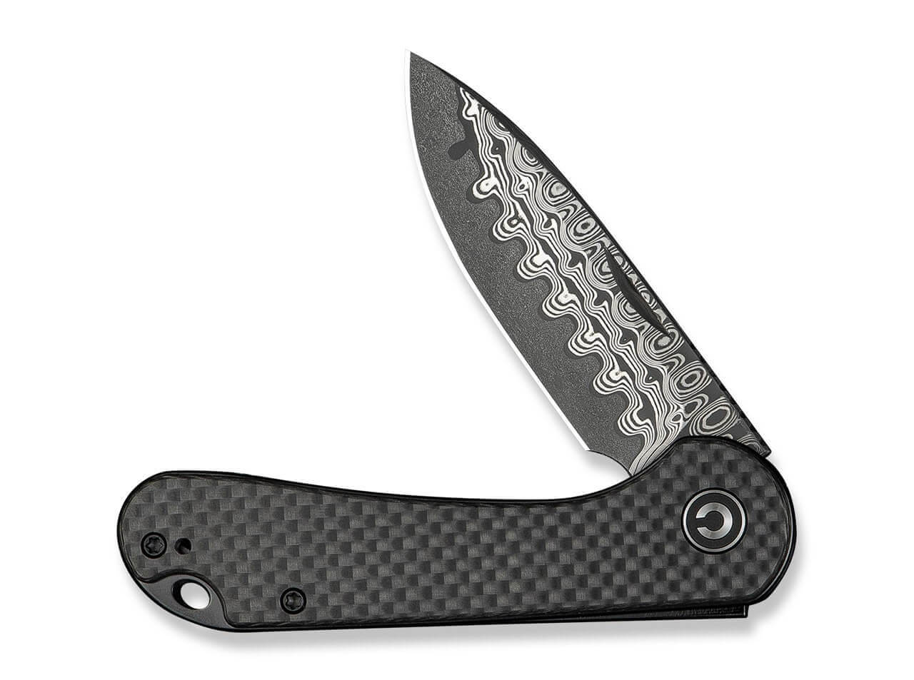 Elementum Slip Joint Damascus Twill CF