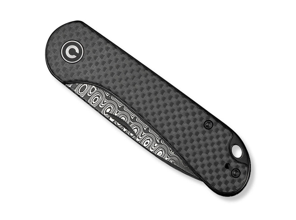 Elementum Slip Joint Damascus Twill CF