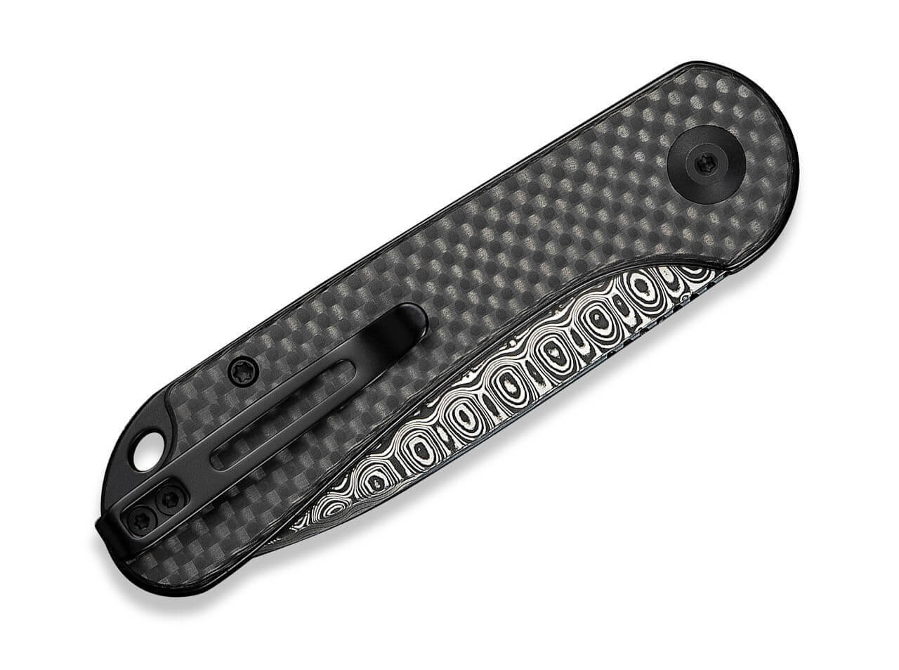 Elementum Slip Joint Damascus Twill CF