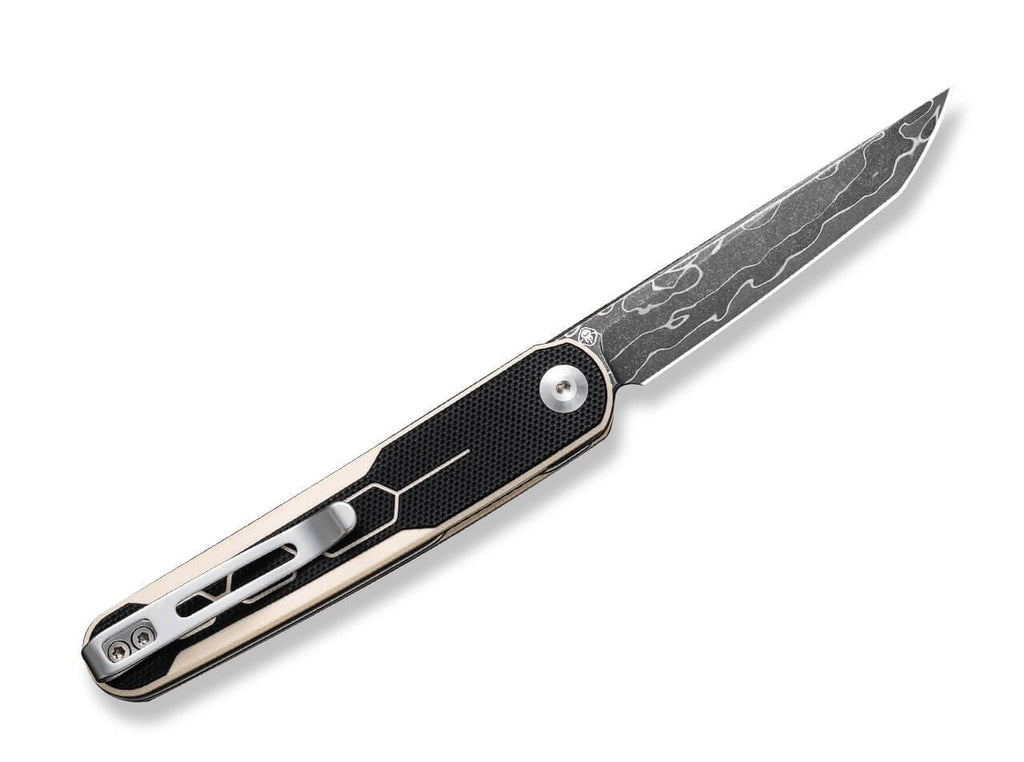 KwaiQ Milled G10 Ivory & Black Damascus