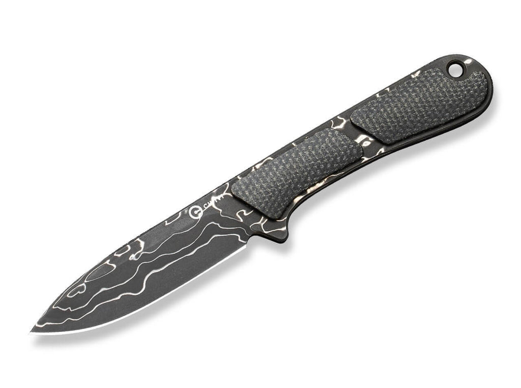 Mini Elementum Fixed Micarta Dark Green Damascus
