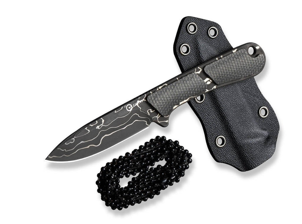 Mini Elementum Fixed Micarta Dark Green Damascus