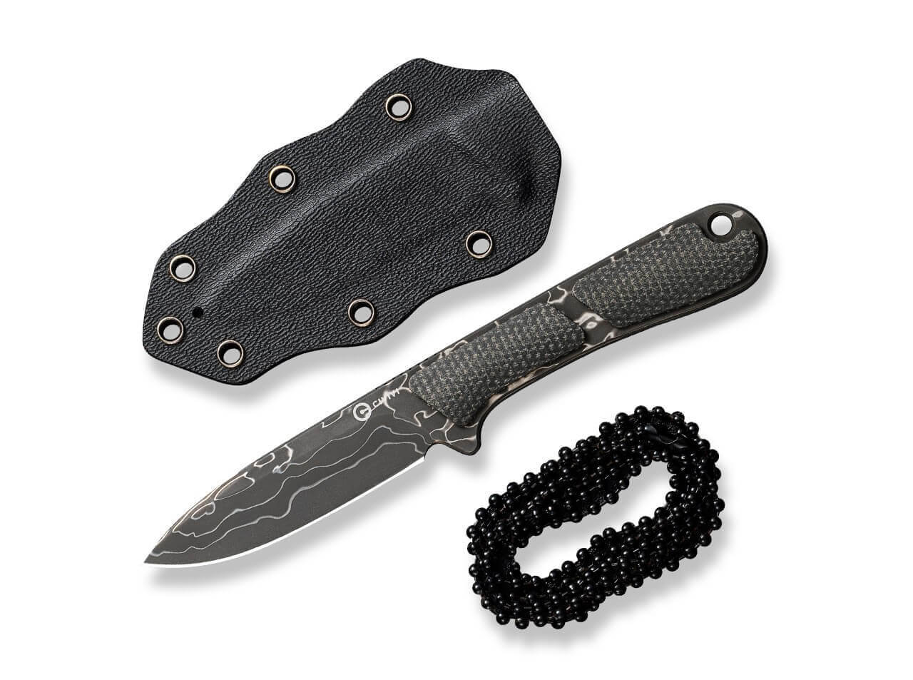 Mini Elementum Fixed Micarta Dark Green Damascus