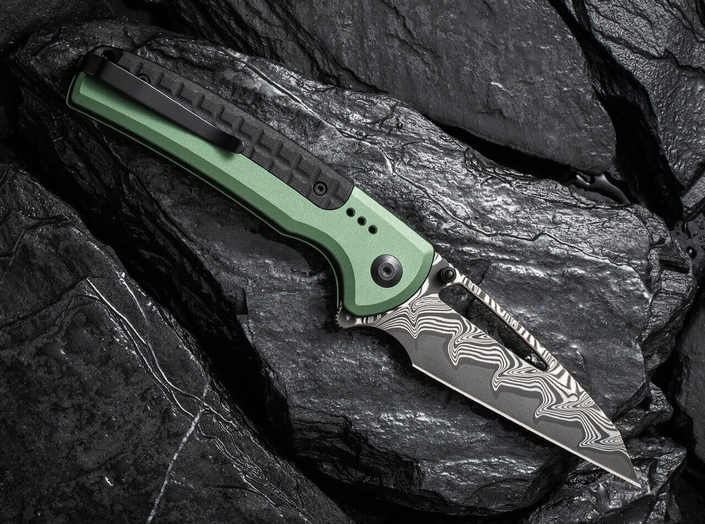 Sentinel Strike Aluminum Green & Black Damascus