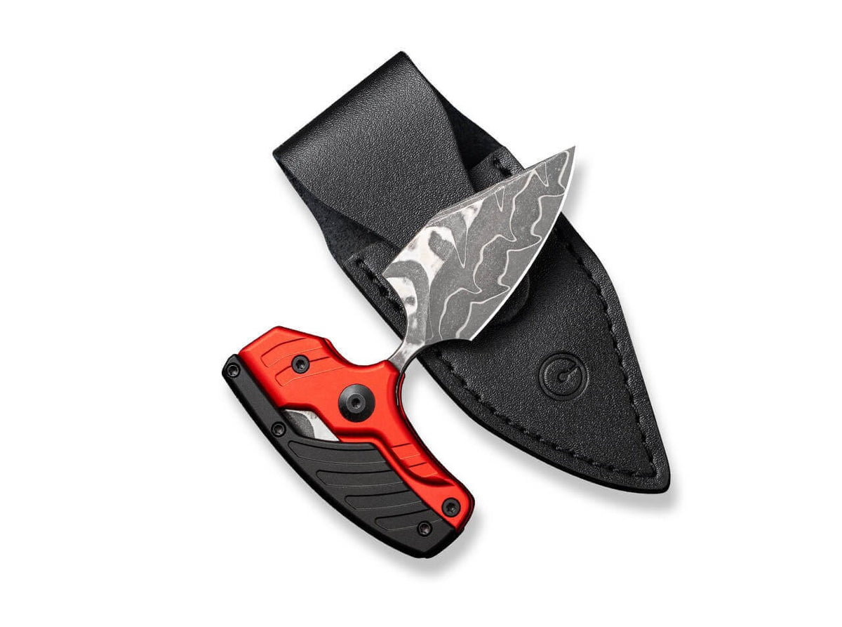 Typhoeus Aluminum Red & Black Damascus