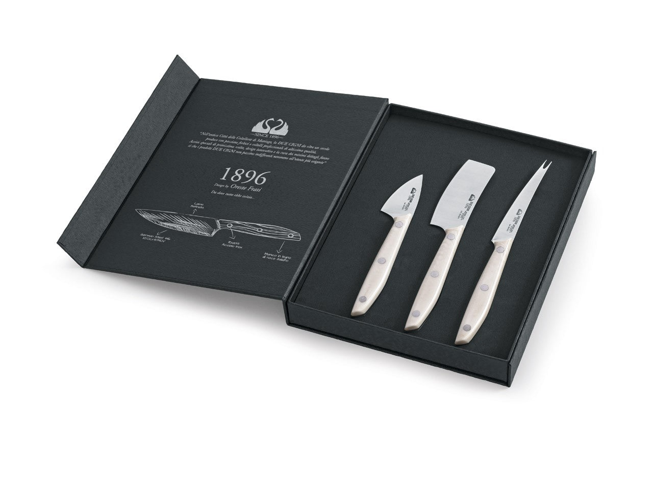 Due Cigni 1896 Käsemesser Set POM Weiß