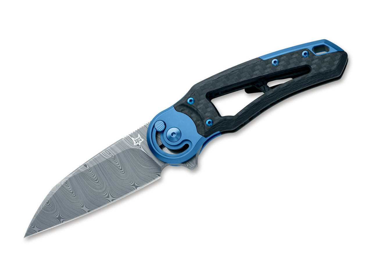 Metamorphosis Wharncliffe Damascus CF Titanium Blue