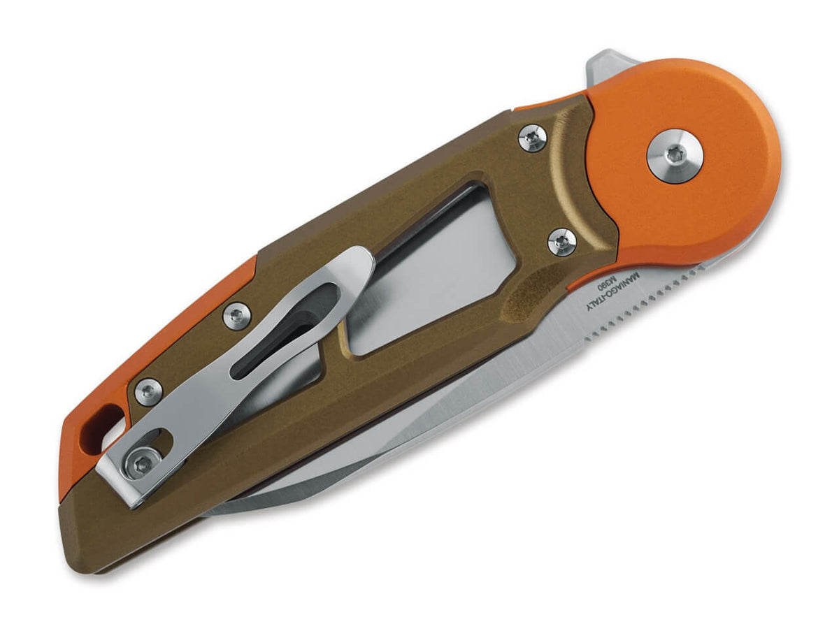 Metamorphosis Wharncliffe M390 Aluminum Green & Orange