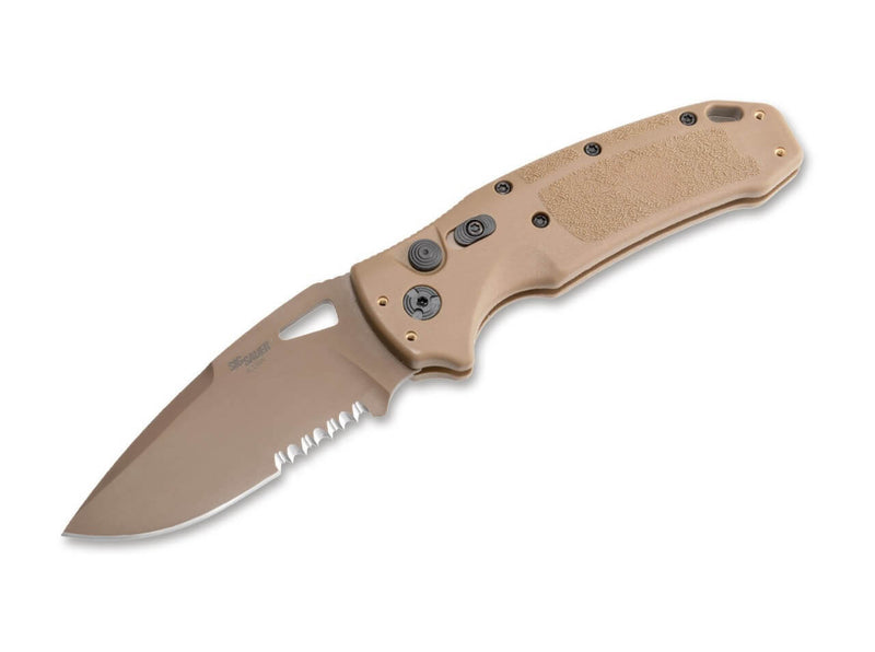 Hogue SIG K320A M17/M18 3.5" DPB Partial Serrated Tan