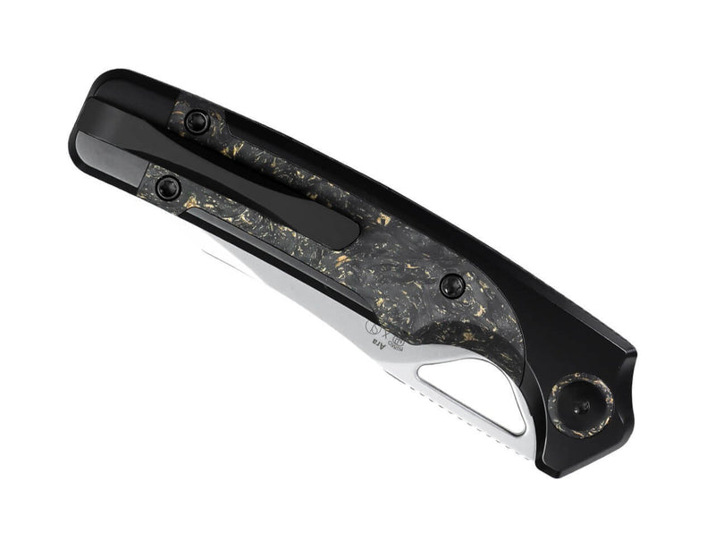 Kizer Ara S45VN Black Ti CF Gold Flake