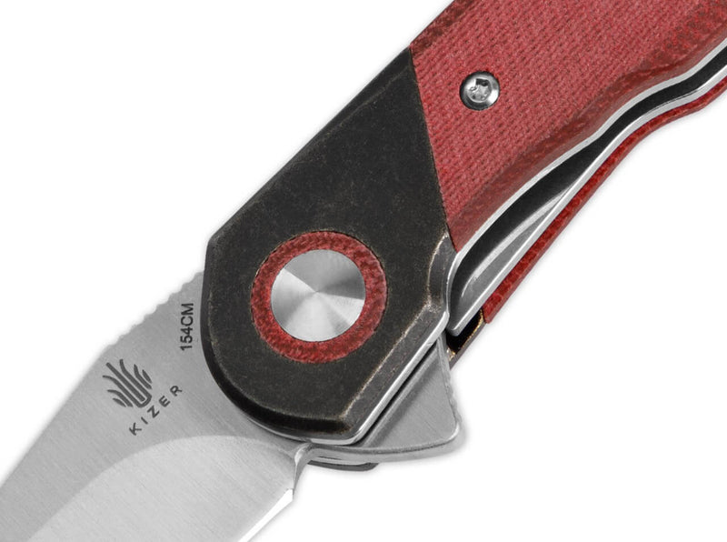 Kizer Comet Denim Micarta Red