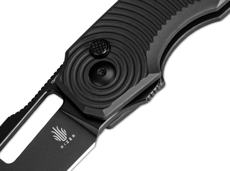 Kizer Dogfish Aluminum All Black Button Lock